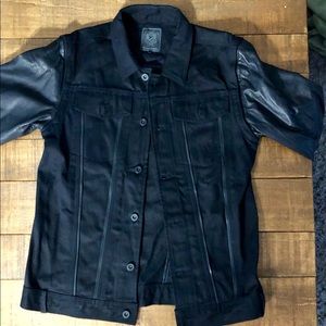 Public School leather sleeve jacket